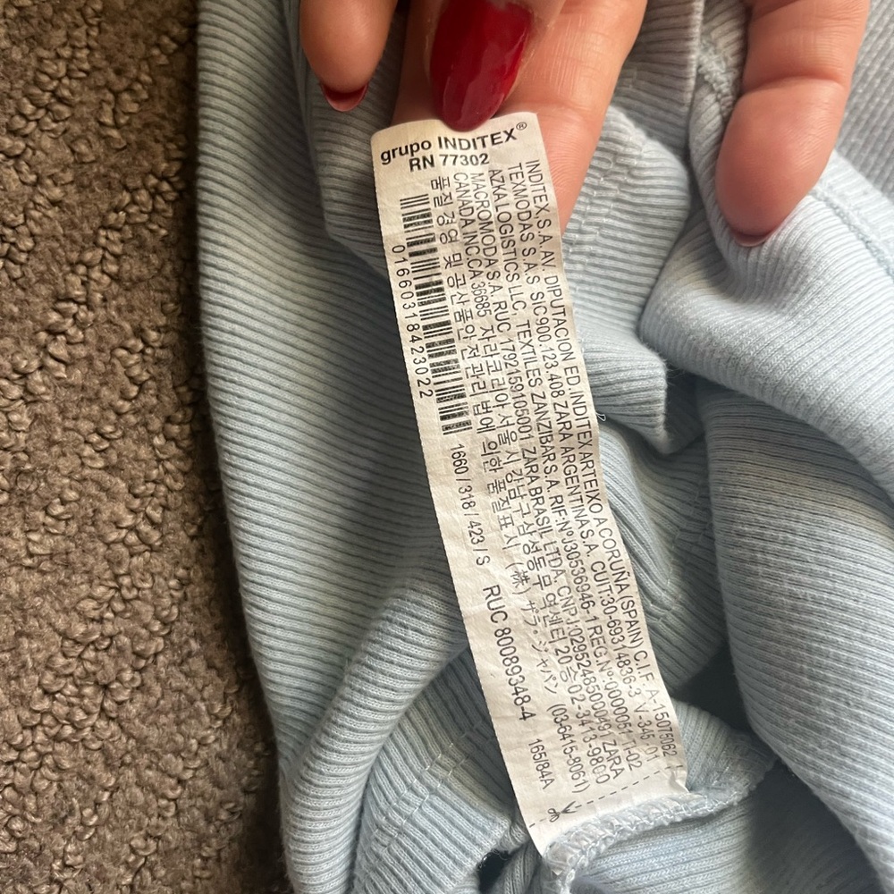 Zara Baby Blue Ribbed Cropped Polo Small - Picture 5 of 5